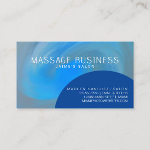 Cartão De Visita Salão de Cabelo Massagem Abstrata Designer Azul