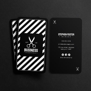 Cartão De Visita Salão De Cabelo Moderno Barbeiro Barbearia Preto