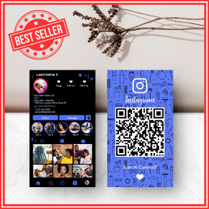 Cartão De Visita Salão de Cabelos Azul Azure Moderno QR Instagram