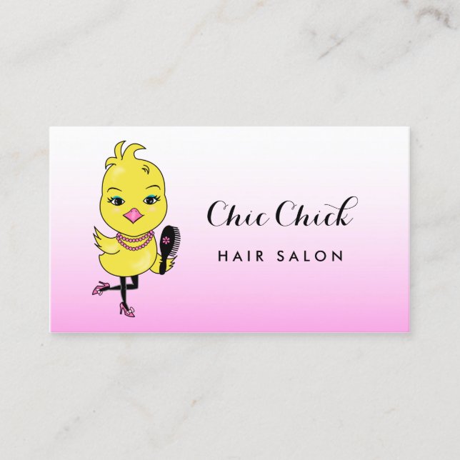 Cartão De Visita Salão de Cabelos Pink Chick (Frente)