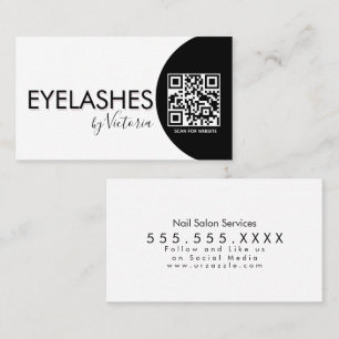Cartão De Visita Salão de Cílios Beleza Cílios QR CODE
