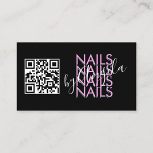 Cartão De Visita Salão de Cílios Ousados Código QR de Unhas Rosa Pr