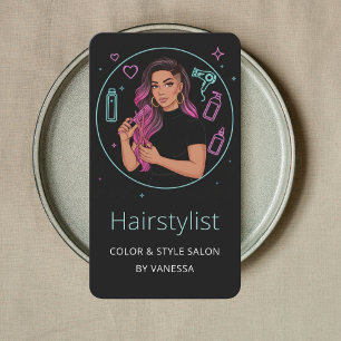 Cartão De Visita Salão de Colorista & Cabeleireiro de Luxo Elegante