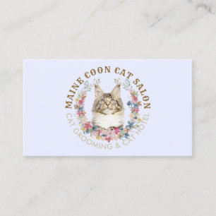 Cartão De Visita Salão de Embelezamento de Gatos Lilac Maine Coon P
