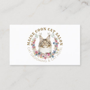 Cartão De Visita Salão de Embelezamento de Gatos Maine Coon Pet Spa