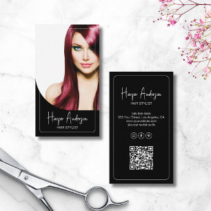 Cartão De Visita Salão de Estilista de Cabelo Foto Personalizada QR