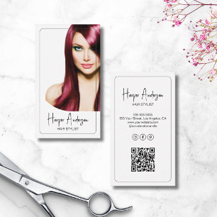Cartão De Visita Salão de Estilista de Cabelo Foto Personalizada QR