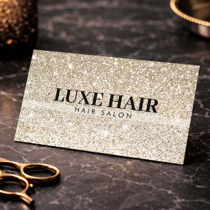 Cartão De Visita Salão de Estilista de Cabelo Luxuoso Glitter Doura