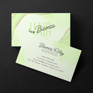 Cartão De Visita Salão de Estilista de Cabelo Verde Lima com Brilho