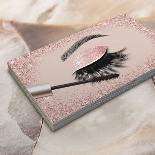 Cartão De Visita Salão de extensões Eyelash Dourado com Rosa mode