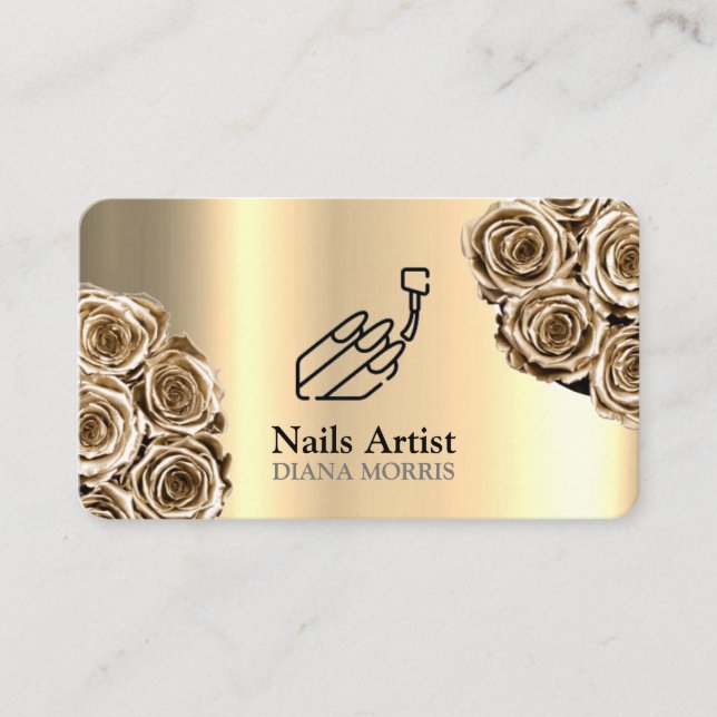 Cartão De Visita Salão de Manicure do Unhas Artist Studio para Rosa (Frente)