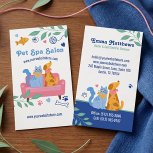 Cartão De Visita Salão de Spa de Cuidados com Animais de Estimação,