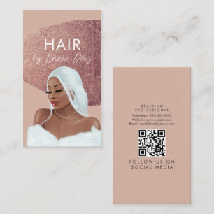 Cartão De Visita Salão de Trança de Cabelo Beleza Preto Escrito Ros