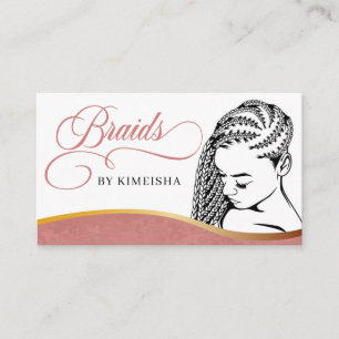 Cartão De Visita Salão de Travagem de Cabelo Moderno, Rosa e Branc
