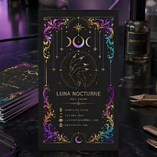 Cartão De Visita Salão de Unhas Celestial de Luxo Código QR Lua Bel
