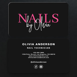 Cartão De Visita Salão de Unhas Contemporâneo