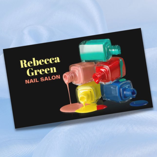 Cartão De Visita Salão de unhas de esmalte de beleza moderna (Modern beauty manicure nail polish nail salon business card)