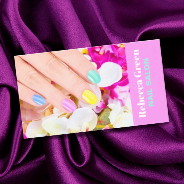 Cartão De Visita Salão de unhas do artista manicurista de beleza mo (Modern beauty manicurist nail artist nail salon business card)