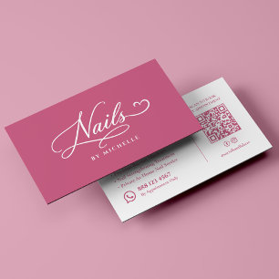Cartão De Visita Salão de Unhas Spa Elegante Rótulo Rosa Manicure