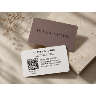 Cartão De Visita Salão Elegante Moderno código QR branco monogramad