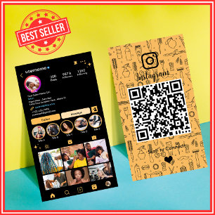 Cartão De Visita Salão Instagram Peach Código QR de Mídia Social