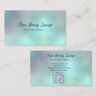 Cartão De Visita Salão Personalizado Aqua Silver | Spa de Beleza
