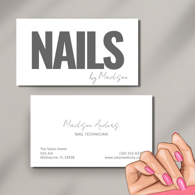 Cartão De Visita Salão Profissional de Manicure de Tecnologia Nail  (Nail Tech Manicure Professional Salon Spa Business Card)