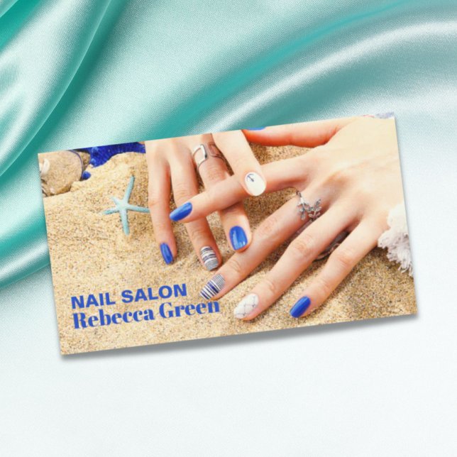 Cartão De Visita Salão-unhas-unhas-manicurista de Verão (Summer beauty manicurist nail artist nail salon business card)