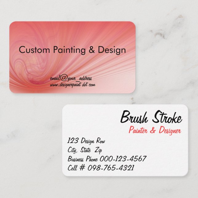 Cartão De Visita Salmão E Raios Vermelhos (Frente/Verso)