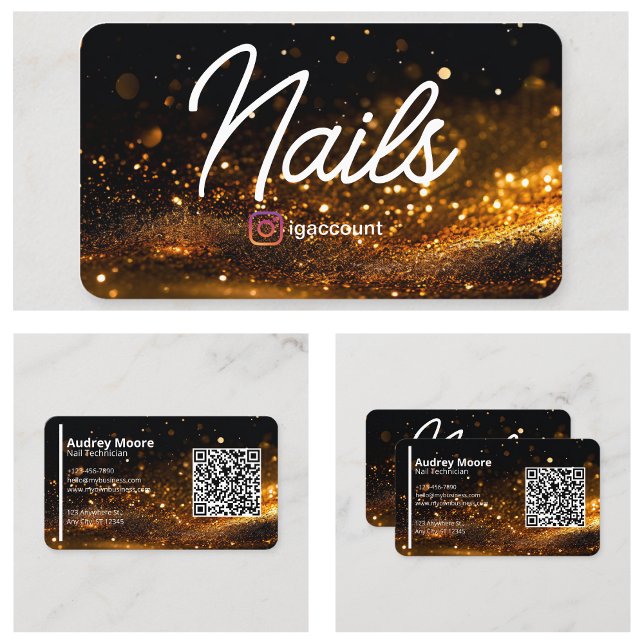 Cartão De Visita Salões de Beleza Código QR Profissional Técnicas d (Beauty Salons Professional QR Code Nail Tech Business Card
)