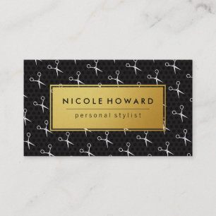 Cartão De Visita Salon Shea Dourada Quadro Preto Fundo Geométrico