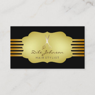 Cartão De Visita Saloon Glitter Dourado com Lista de Cabelos