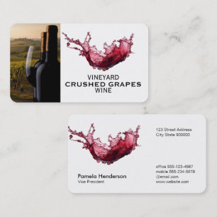 Cartão De Visita Salpico de Vinho   Vinhedo   Garrafas de Vinho