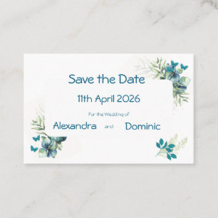 Cartão De Visita Salve a data com o motivo Floral e Borboleta