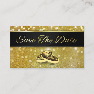 Cartão De Visita Salve a data Dourada dos anéis de casamento - Cart