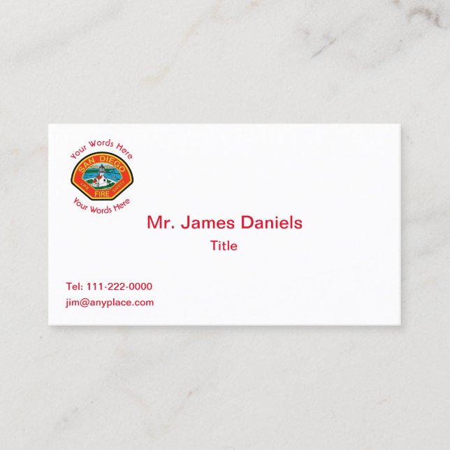 Cartão De Visita San Diego Fire Department Emblem Business Card (Frente)