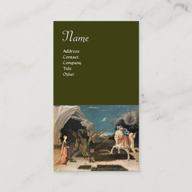 Cartão De Visita SANTO GEORGE E DRAGÃO, castanho, azul verde (Frente)