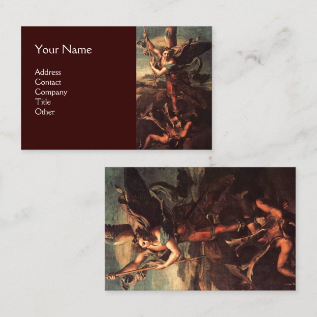 Cartão De Visita SANTO MICHAEL VANGUISHING SATÃ Brown (Frente/Verso)
