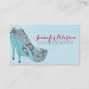 Cartão De Visita Sapatos Stiletto Florais Elegantes de Designer de