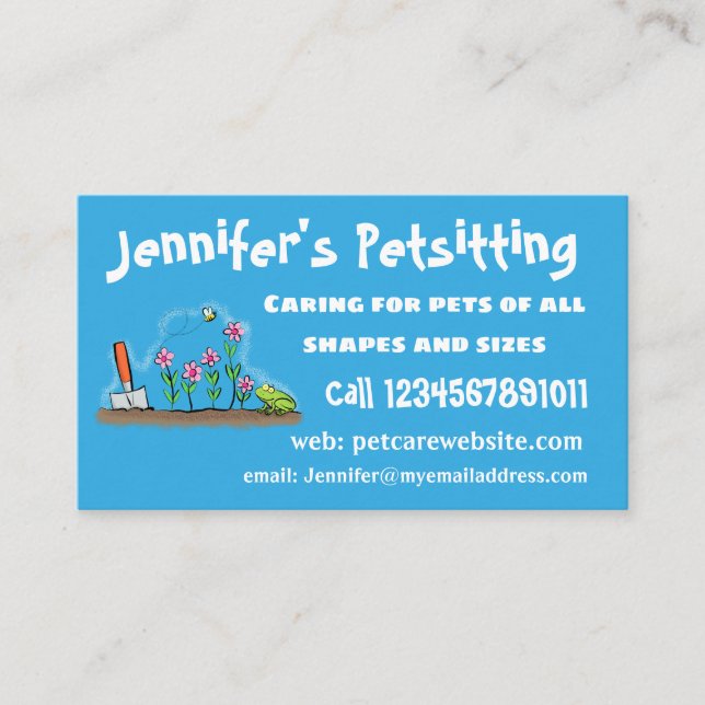 Cartão De Visita Sapo bonito e abelha na ilustração de desenho anim (Frente)