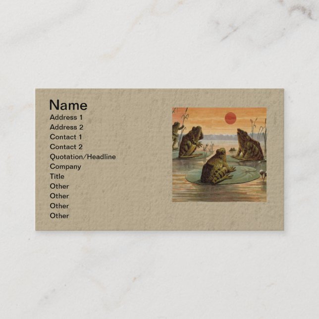 Cartão De Visita Sapos Lily Pads Ilustração da Lua (Frente)