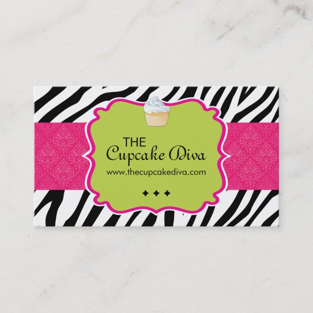 Cartão de visita Sassy do cupcake da listra da (Frente)