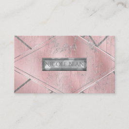 Cartão De Visita Satin Pink & Silver Brilho Glam Chic Estilo Salão