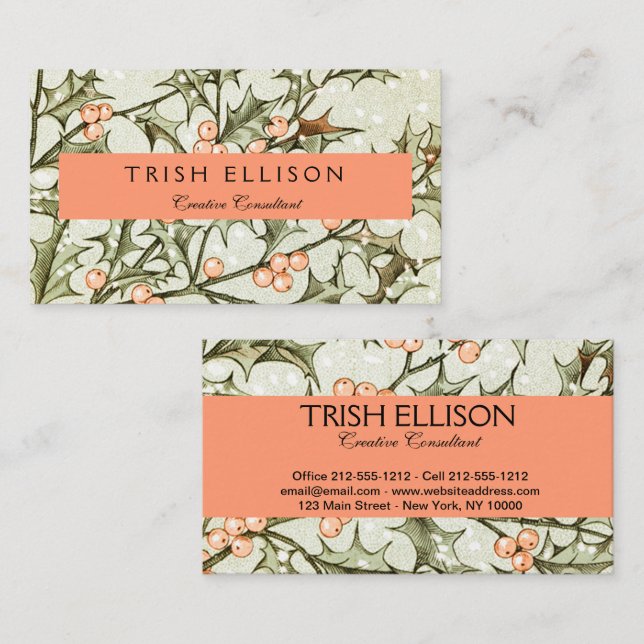 Cartão De Visita Saudação Antiquada Bonito de Natal (Frente/Verso)