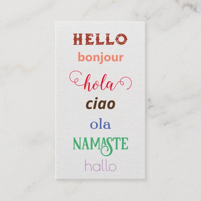 Cartão De Visita Saudações de Idioma (Frente)