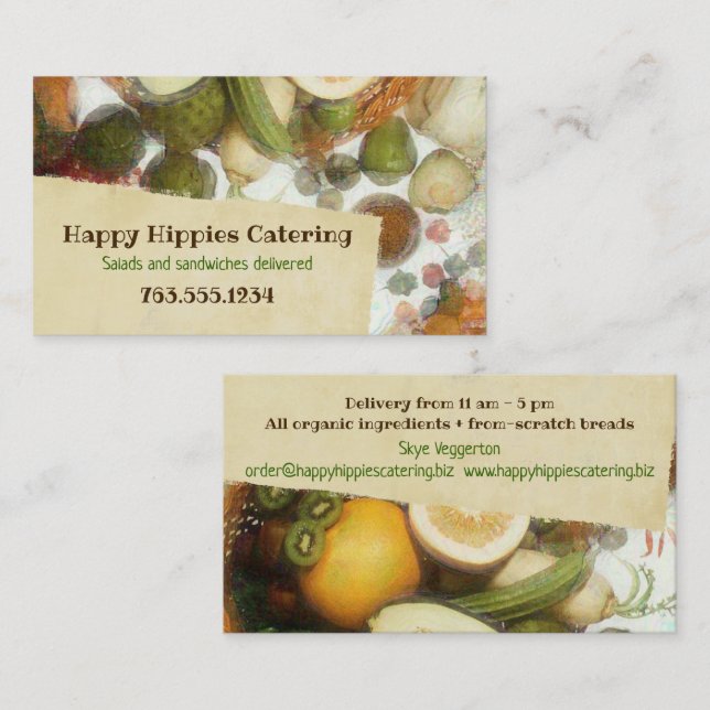 Cartão de visita saudável da comida do vegan do (Frente/Verso)