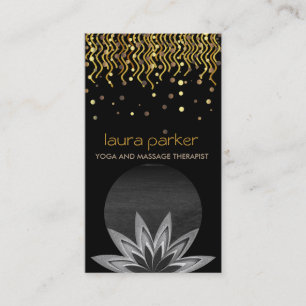 Cartão De Visita Saúde cura da ioga preta Dourado do logotipo da