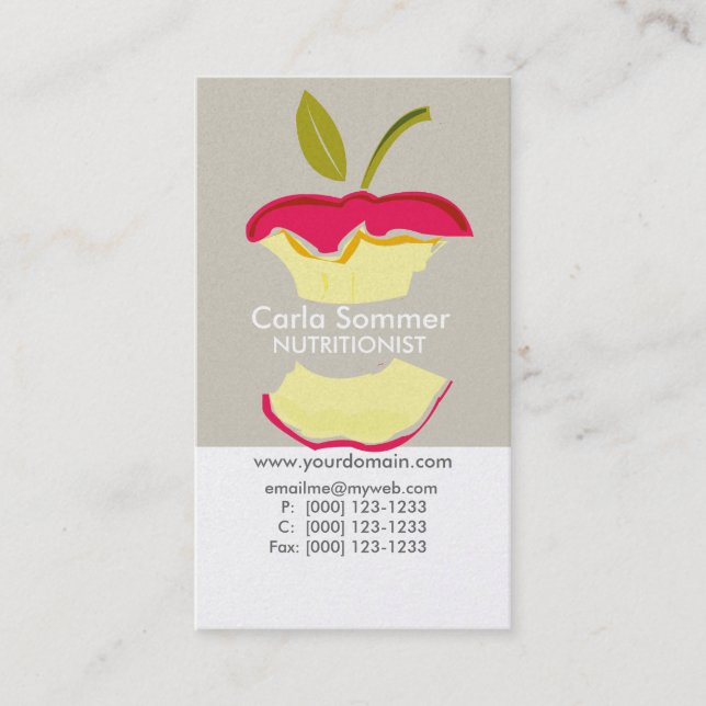 Cartão De Visita Saúde da perda de peso do nutricionista da (Frente)
