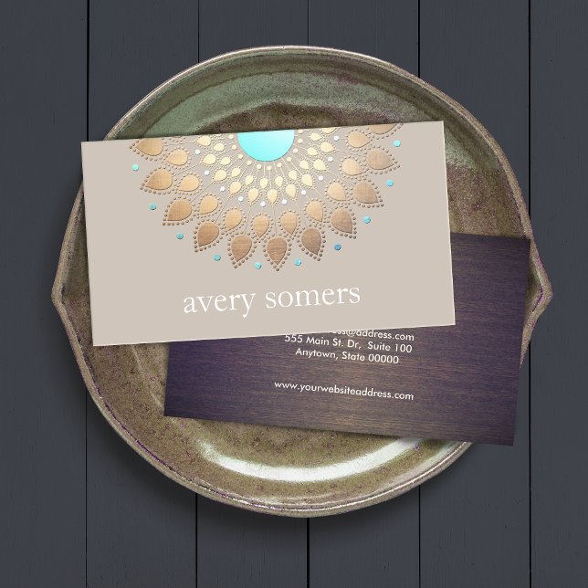 Cartão De Visita Saúde Natural do Ornamentado Dourado Elegante Lotu (Criador carregado)