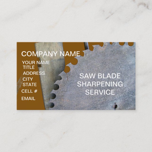 Cartão De Visita Sawmill Blade Sharpening  Business Card (Frente)